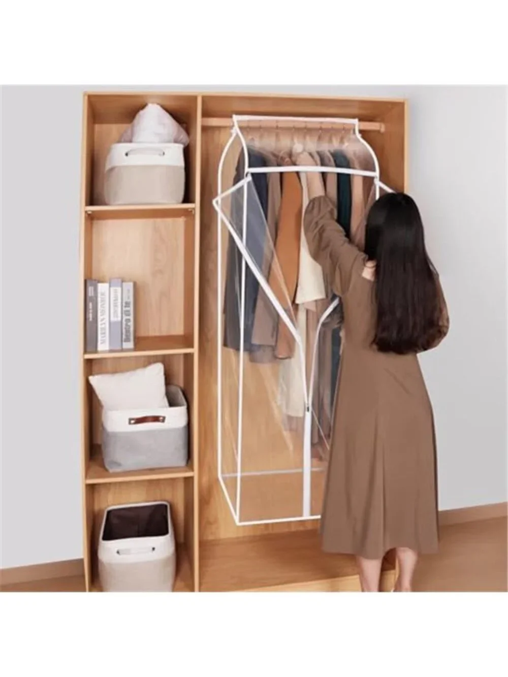 Clear Garment Bags Hanging Clothes Cover Long Dress Storage Zipper Closet
